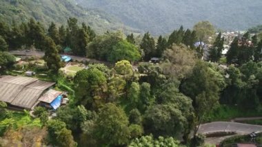 Sikkim Hindistan 'ın Gangtok şehri gökyüzünden görüldü.