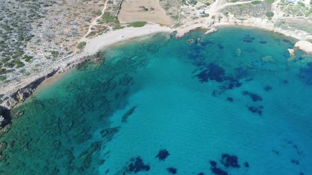 Yunanistan Kiklad Adasındaki Naxos Adasındaki Aliki Plajı Gökyüzünden Görüldü — Stok video