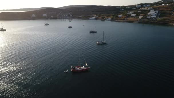 Marina Parikia Ilha Paros Nas Cíclades Grécia Visto Céu — Vídeo de Stock