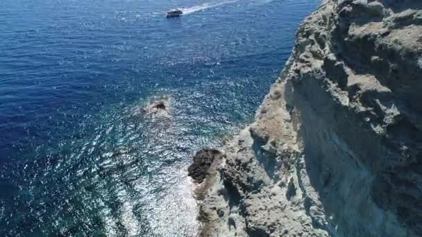 Playa Kampia Isla Santorini Las Cícladas Grecia Vista Aérea — Vídeo de stock