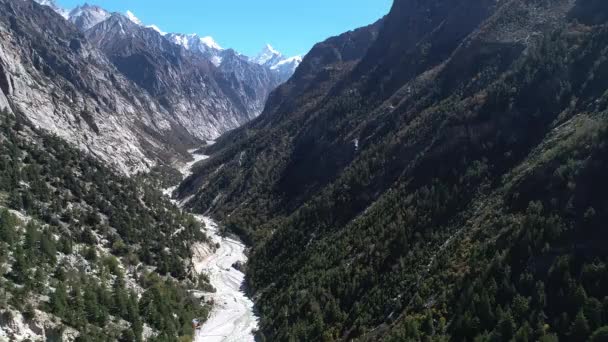 Dolina Gangotri Stanie Uttarakhand Indiach Widziana Nieba — Wideo stockowe