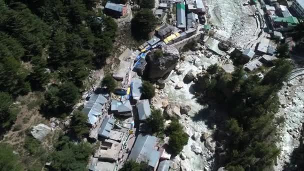 Gangotri Dorp Staat Uttarakhand India Gezien Vanuit Lucht — Stockvideo
