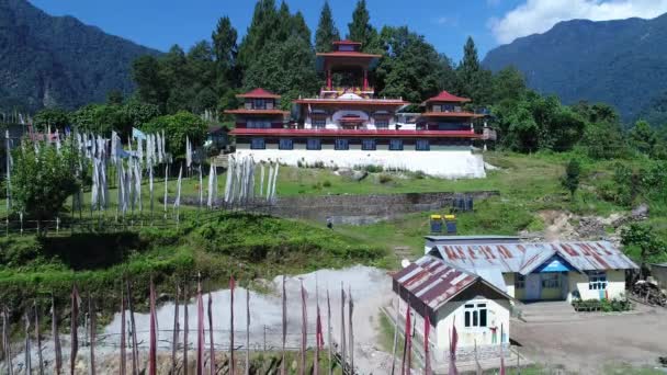 Hindistan Sikkim Eyaletindeki Yuksom Köyü Gökyüzünden Görüldü — Stok video