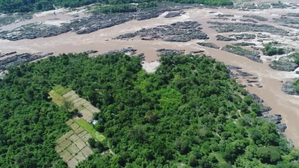 南ラオスのドン デット近くの4 000島空から見た — ストック動画