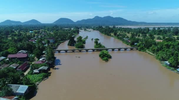 Güney Laos Don Det Yakınlarında Gökyüzünden Görünen 4000 Ada — Stok video