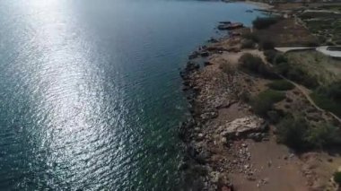 Yunanistan 'ın Kiklad adasındaki Naxos adasındaki Aliki köyü gökyüzünden