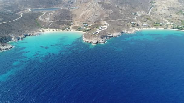 Psili Ammos Beach Serifos Island Cyclades Greece Seen Sky — Stock Video