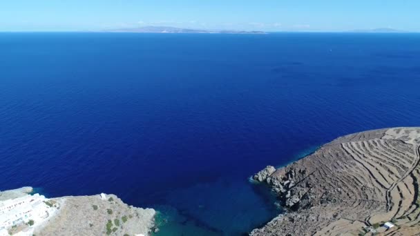 Spiaggia Kastro Sifnou Sull Isola Sifnos Nelle Cicladi Grecia Vista — Video Stock