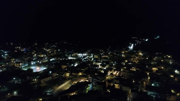Vila Chora Ilha Ios Noite Vista Para Céu — Vídeo de Stock