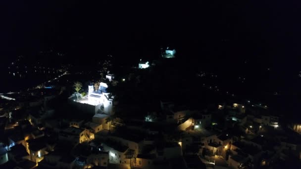 Villaggio Chora Sull Isola Ios Vista Sul Cielo Sulla Notte — Video Stock