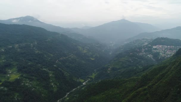 Stad Gangtok Sikkim India Gezien Vanuit Lucht — Stockvideo