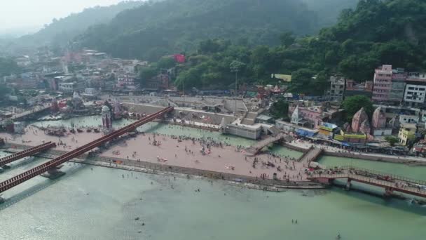 Ciudad Haridwar Estado Uttarakhand India Visto Desde Cielo — Vídeo de stock