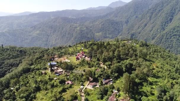Yuksom Pueblo Estado Sikkim India Visto Desde Cielo — Vídeo de stock