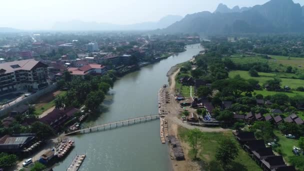 Cidade Vang Vieng Laos Vista Céu — Vídeo de Stock