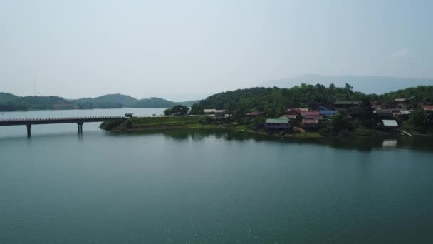 Vang Vieng Vattenreserv Laos Från Himlen — Stockvideo