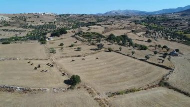 Yunanistan 'ın Cyclades kentindeki Naxos adası gökyüzünden görülüyor