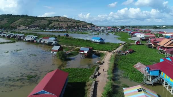 Камбоджская деревня гибкая сельскохозяйственная и пестрая, в том числе Сием Рип — стоковое видео