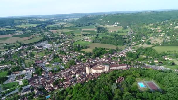 Vesnice Saint Cyprien Perigordu Francii Spatřena Oblohy — Stock video