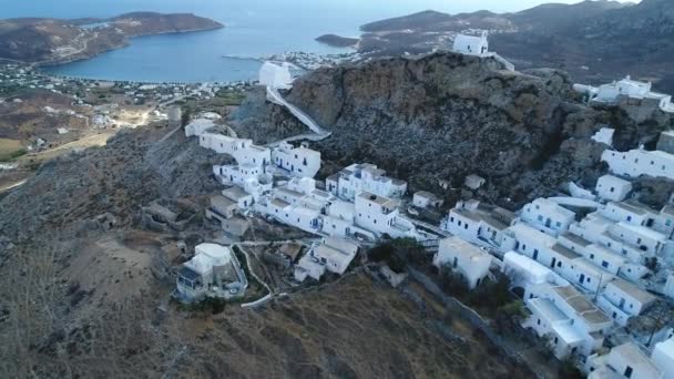 Pueblo Chora Isla Serifos Las Cícladas Grecia Desde Cielo — Vídeo de stock