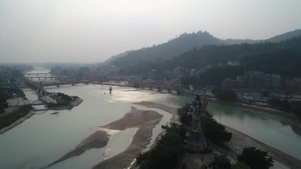 Staden Haridwar Staten Uttarakhand Indien Sett Från Himlen — Stockvideo