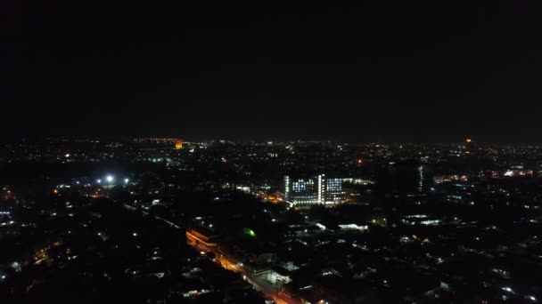 Ville de Vientiane au Laos de nuit vue du ciel — Vídeo de Stock
