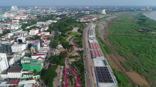 Staden Vientiane Laos Sett Från Himlen — Stockvideo