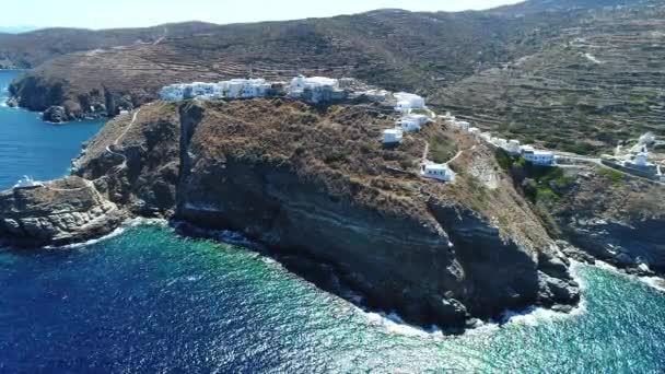 Pantai Kastro Sifnou Pulau Sifnos Cyclades Yunani Dari Langit — Stok Video