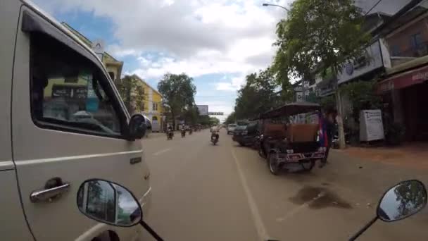 Motortocht Stad Siemreap Cambodja — Stockvideo