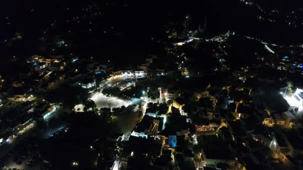 村de Chora sur' î le d'Ios vue de nuit — ストック動画