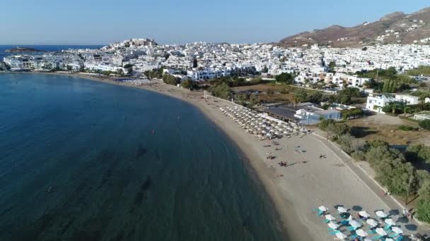 ギリシャのキュクラデス諸島ナクソス島のチョラ村空から — ストック動画