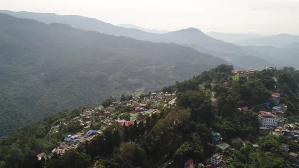 Gangtok Stad Sikkim India Gezien Vanuit Lucht — Stockvideo
