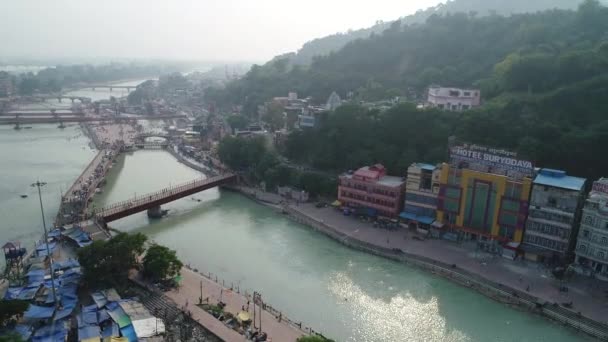 Ciudad Haridwar Estado Uttarakhand India Visto Desde Cielo — Vídeo de stock