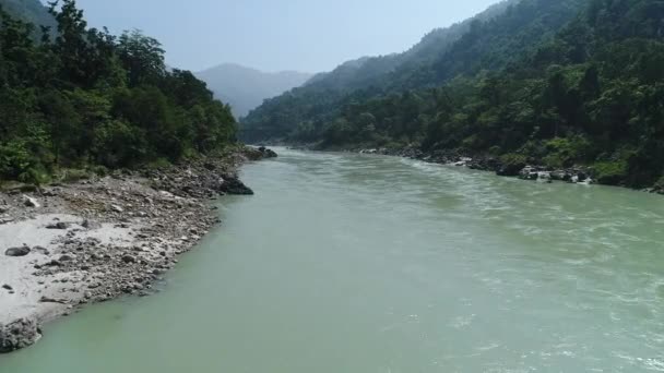 Rivière Ganges Près Rishikesh État Uttarakhand Inde Ciel — Video