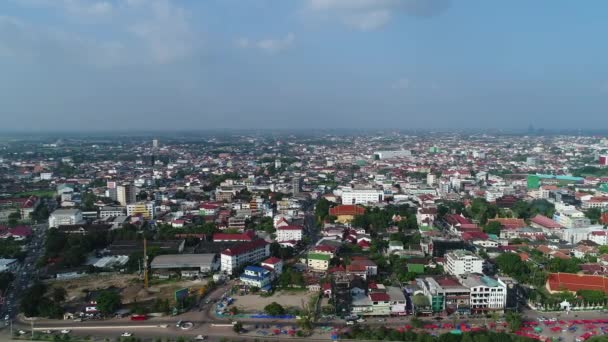 Rio Mekong Beira Cidade Vientiane Laos Visto Céu — Vídeo de Stock