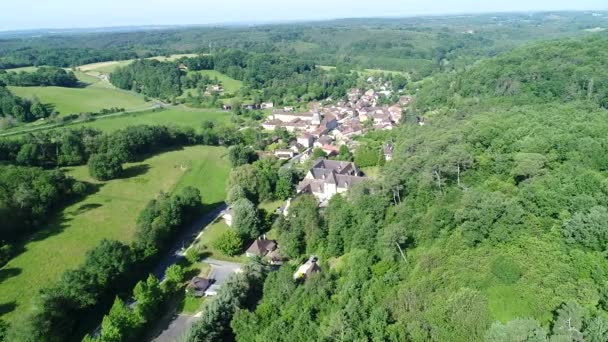 Village Buisson Cadouin Perigord Frankrike Sett Från Himlen — Stockvideo