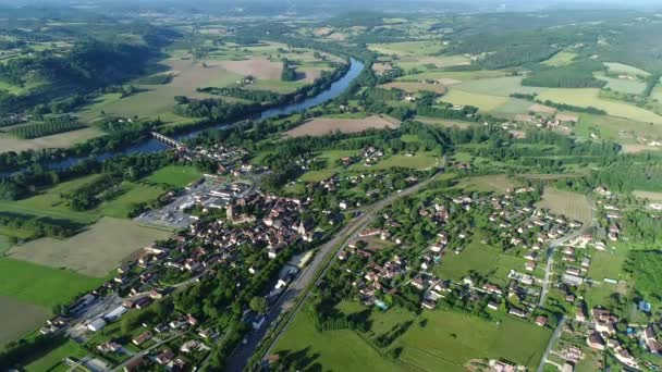 Pueblo Siorac Perigord Francia Visto Desde Cielo — Vídeo de stock