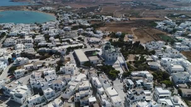 Ciudad Naoussa Isla Paros Las Cícladas Grecia Visto Desde — Vídeos de Stock