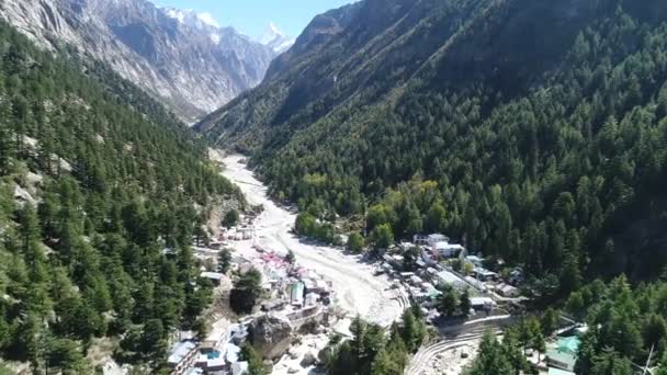 Pueblo Gangotri Estado Uttarakhand India Visto Desde Cielo — Vídeo de stock
