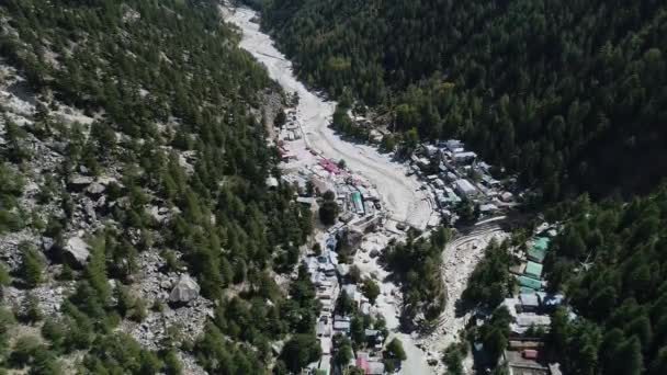 Pueblo Gangotri Estado Uttarakhand India Visto Desde Cielo — Vídeo de stock