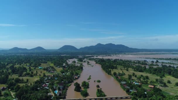 从天上看老挝南部唐代附近的4 000个岛屿 — 图库视频影像
