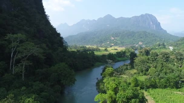 Řeka Blízko Města Vang Vieng Laosu Vidět Oblohy — Stock video