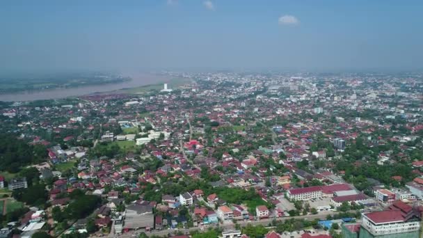 Stad Vientiane Laos Gezien Vanuit Lucht — Stockvideo
