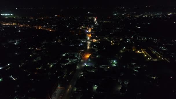 Ville de Vientiane au Laos de nuit vue du ciel — Stockvideo