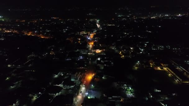 Ville de Vientiane au Laos de nuit vue du ciel — Vídeos de Stock