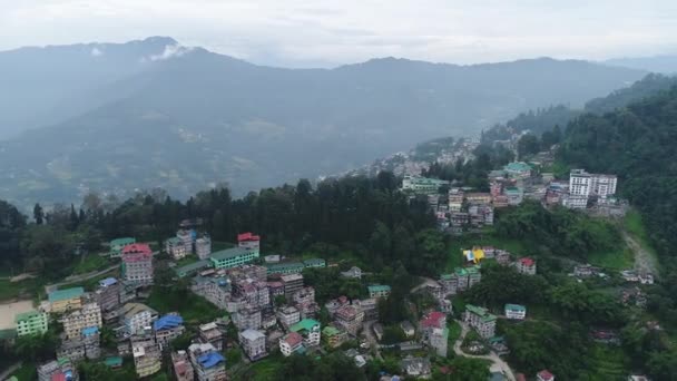 Staden Gangtok Sikkim Indien Sett Från Himlen — Stockvideo