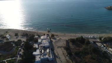 Yunanistan 'ın Cyclades kentindeki Naxos adası gökyüzünden görülüyor