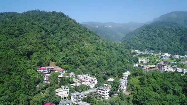 Stad Van Rishikesh Staat Uttarakhand India Gezien Vanuit Lucht — Stockvideo