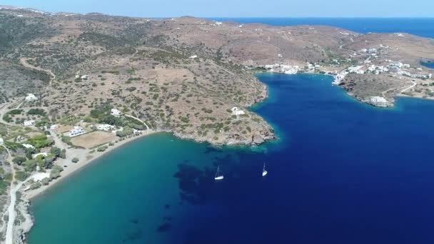 Faros Beach Island Sifnos Cyclades Greece Seen Sky — Stock Video