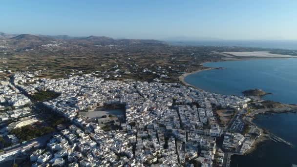 Port Chora Naxos Kykladerna Grekland Flygfoto — Stockvideo