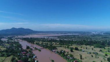 Güney Laos 'ta Don Det yakınlarında gökyüzünden görünen 4000 ada